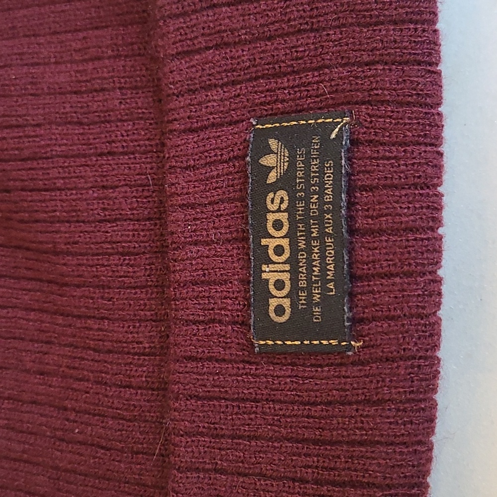 Unisex Burgundy Adidas knit beanie